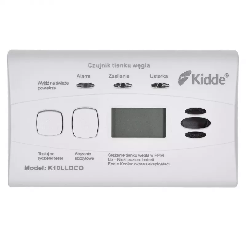 Anglies monoksido detektorius KIDDE K10LLDCO su LCD ekranu ir 10 metų baterija