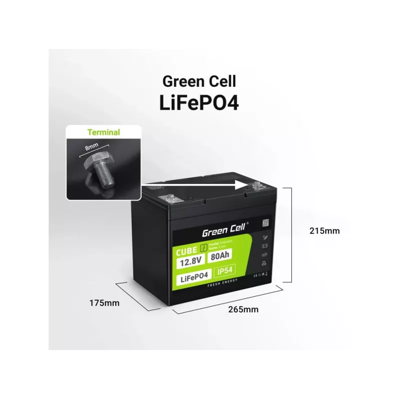 Green Cell LFPGC12V80AH UPS baterija LiFePO4 12.8 V