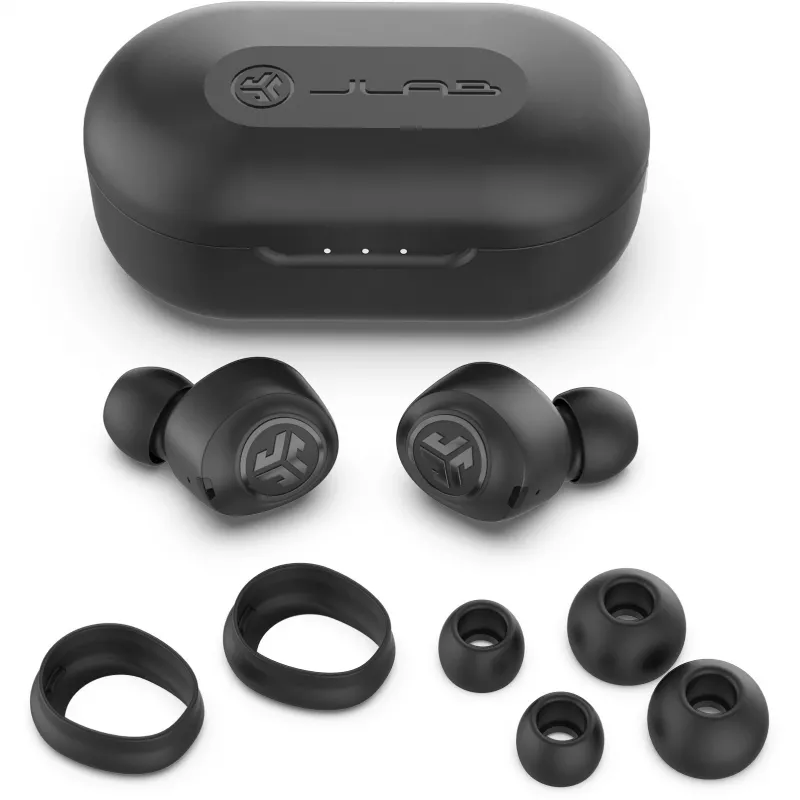 JLab JBuds Air Tikri belaidžiai ausinės į ausis USB Type-A Bluetooth Juodos (IEUEBJBUDSAIRRBLK82)