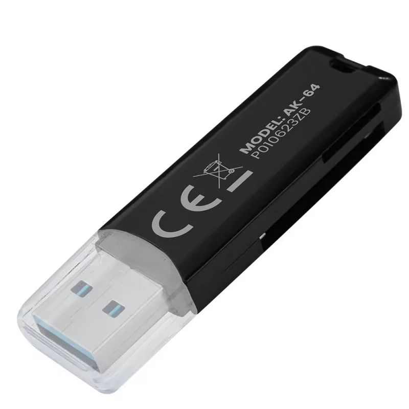 Kortelių skaitytuvas SAVIO AK-64 USB 3.2 Gen 1 Type-A, MicroSD lizdas, 5000 Mbit/s, juodas