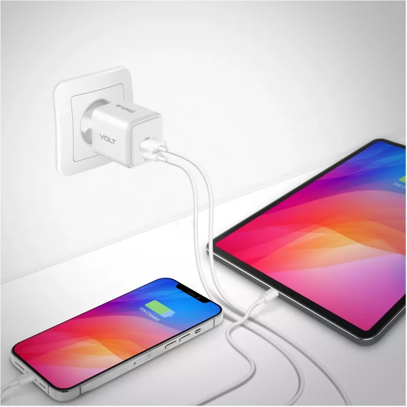 USB C/A sieninis įkroviklis YENKEE YAC G38 20W 3A Power Delivery (USB‑C ir USB‑A)