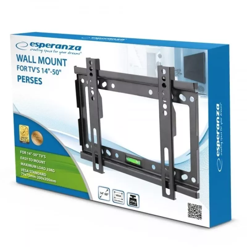 TV laikiklis sieninis Esperanza PERSES 35,6–127 cm (14–50 col.), VESA 75x75–200x200, max 25 kg, juodas