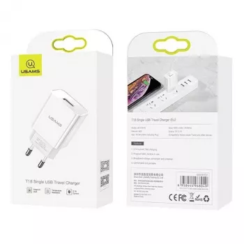 Įkroviklis Usams T18 vienas USB 2.1A tik galvutė