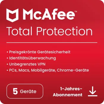 McAfee Total Protection - 5 įrenginiai, 1 metai - ESD parsisiuntimas