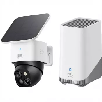Belaidžių vaizdo kamerų rinkinys Eufy eufyCam E41: 2 kameros, HomeBase 3, 3W saulės baterija (ES)