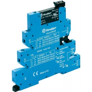 Finder MasterPlus plonas tarpinės relė ant DIN bėgelio 39.30.3.230.9024, perjungimo įtampa 24 V/DC