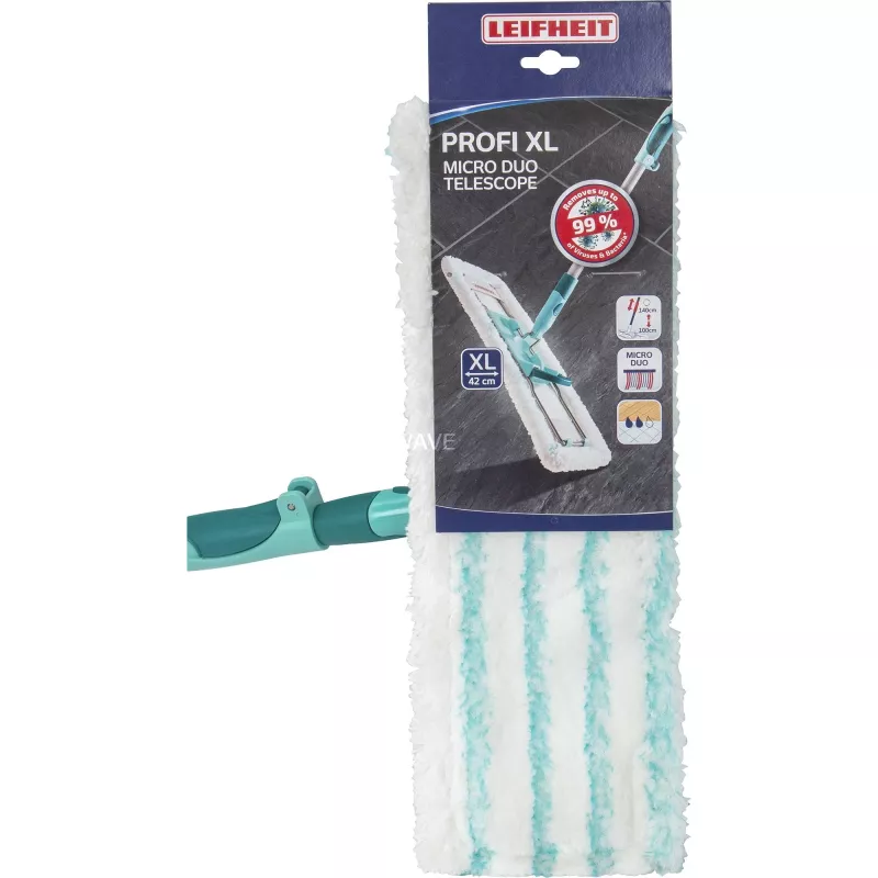 Leifheit 55049 šluota mikropluošto grindų šluotėlė laminatui, plytelėms ir medžiui, pilka/turkio