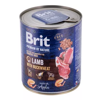 Šlapias šunų ėdalas Brit Premium by Nature Aviena su grikiais 800 g, be grūdų, suaugusiems šunims, skardinė
