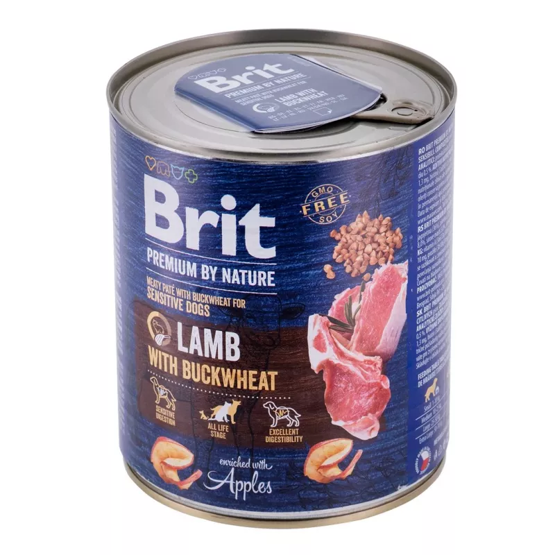 Šlapias šunų ėdalas Brit Premium by Nature Aviena su grikiais 800 g, be grūdų, suaugusiems šunims, skardinė
