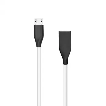 Silicone kabelis USB-Micro USB (baltas, 1 m)