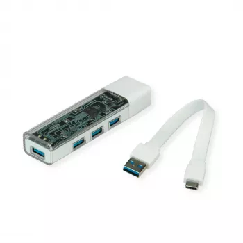 ROLINE mobilus USB 3.2 Gen 1 šakotuvas, 4 prievadai, A+C jungiamasis kabelis