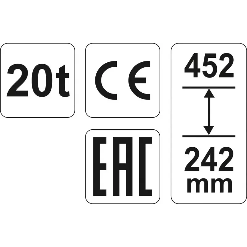 Mechaninis kėliklis YATO YT-17007, 20 000 kg, kėlimo aukštis 24,2–45,2 cm