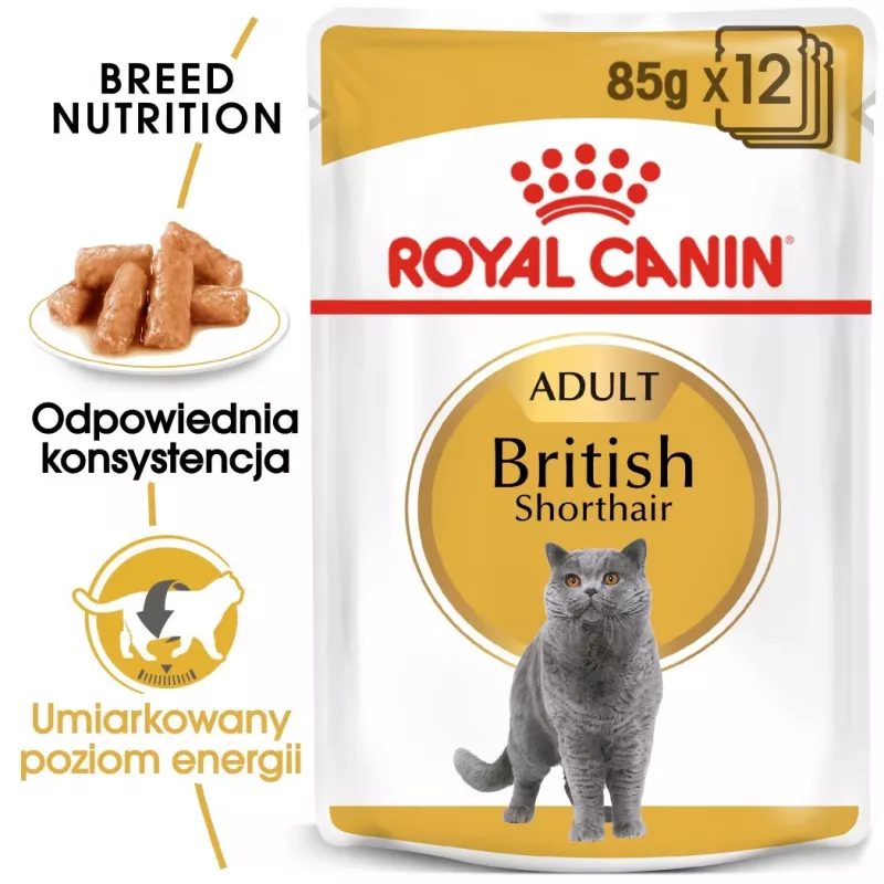Šlapias kačių maistas Royal Canin British Shorthair Adult sachet 85 g, paukštiena, ROYAL CANIN Feline Breed Nutrition