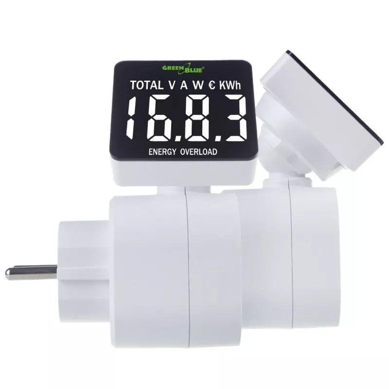 Energijos matuoklis GreenBlue GB620E kištukinis, 220V, 16A, galios/energijos monitorius