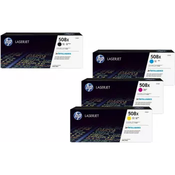 HP 508X Didelės talpos tonerio 4 vienetų rinkinys, juodas/žydras/rausvas/geltonas (CF360X, CF361X, CF363X, CF362X)