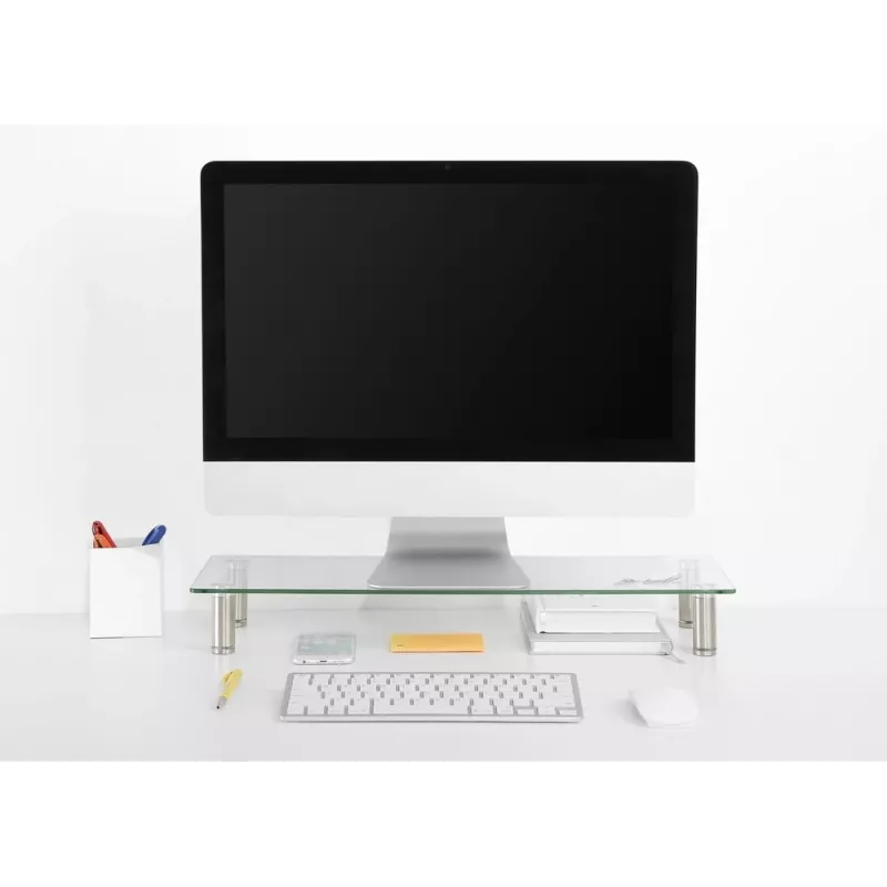 GEMBIRD MS-TABLE-GM-01 stiklinis monitoriaus stovas, juodas, 580×210×90 mm, iki 20 kg