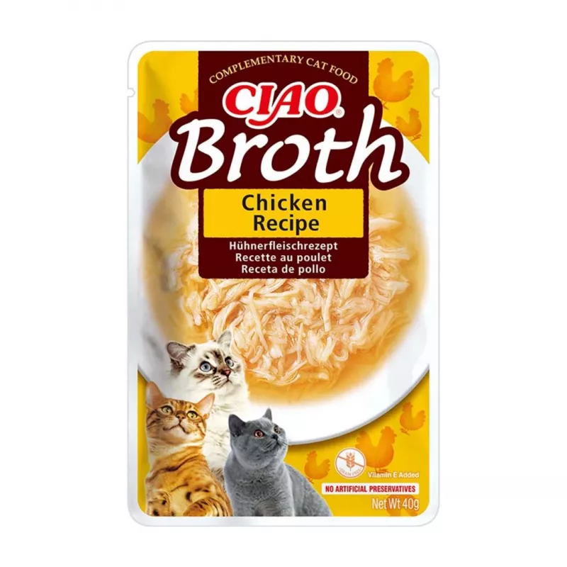INABA Ciao Broth kačių skanėstai, vištiena, lašiša ir tunas, 10 x 40 g