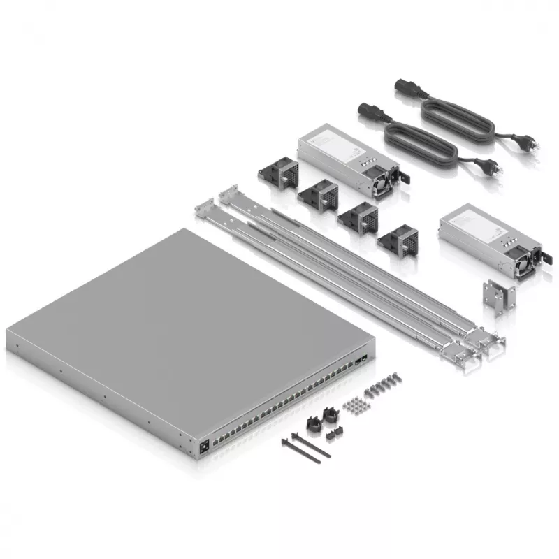 Tinklo jungiklis Ubiquiti UniFi ECS-24-POE — valdomas L2/L3, 24× 10G RJ-45, PoE, 1U, pilkas