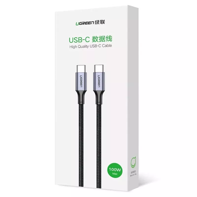 USB-C į USB-C laidas UGREEN 90120B — 3 m, 5 A, PD, 20 V, 480 Mbps, juodas