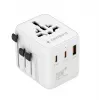 Kelioninis maitinimo adapteris GEMBIRD TPA-1A2C20-01-W — 20 W, USB-A (18 W) + 2× USB-C (20 W), E tipo kištukas, baltas