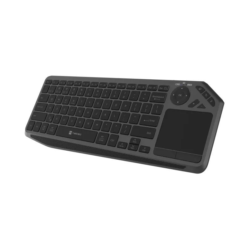 Natec Turbot 2 belaidė klaviatūra, US išdėstymas, Bluetooth, juoda/pilka