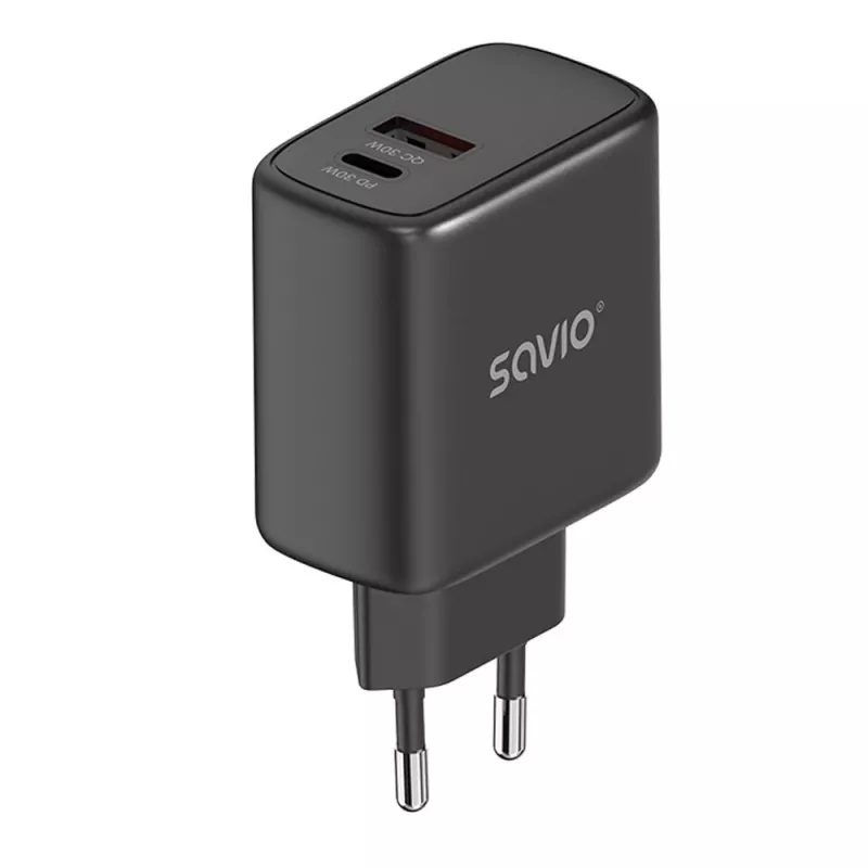 SAVIO LA-06/B USB-C 30W Power Delivery 1xUSB-C juodas