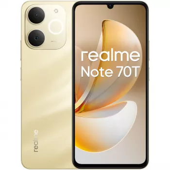 realme Note 70T 17,1 cm (6,74 col.) Dviejų SIM kortelių 4G išmanusis telefonas, Android 15, USB Type-C, 4 GB RAM, 128 GB atminties, 6000 mAh, auksinis