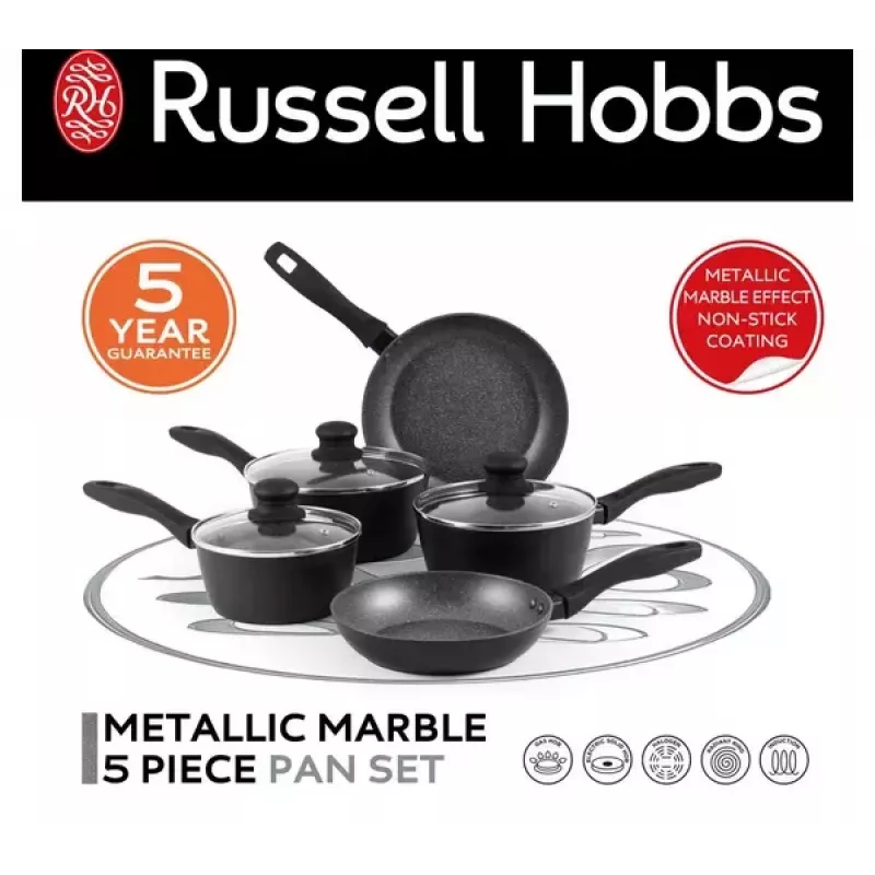 Russell Hobbs keptelių rinkinys Metallic Marble RH02814EU7 – 5 vnt., nelipni danga, įvairūs dydžiai