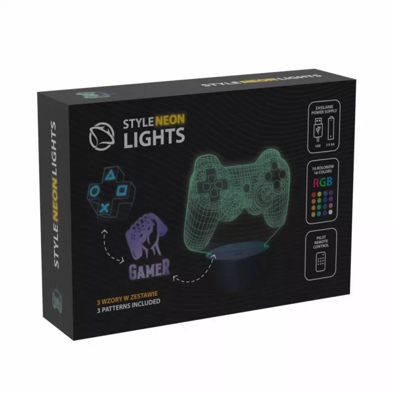 LED stalinė lempa MANTA SNL122RGB RGB 3D šviesos dekoracija, keičiama spalva, USB maitinimas