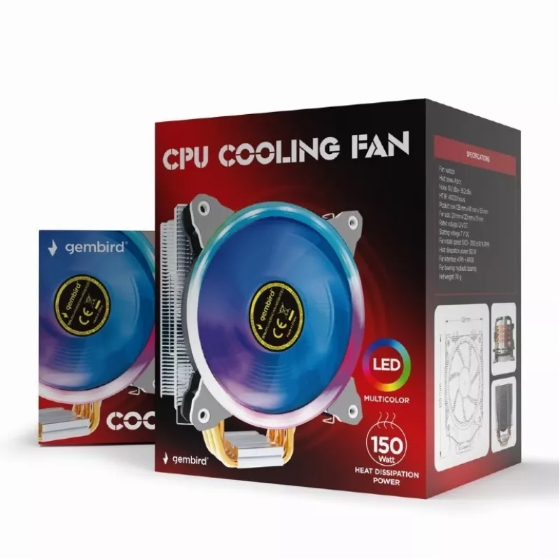Oro aušintuvas Gembird CPU-HURACAN-ARGB-X130 12 cm Juoda Balta