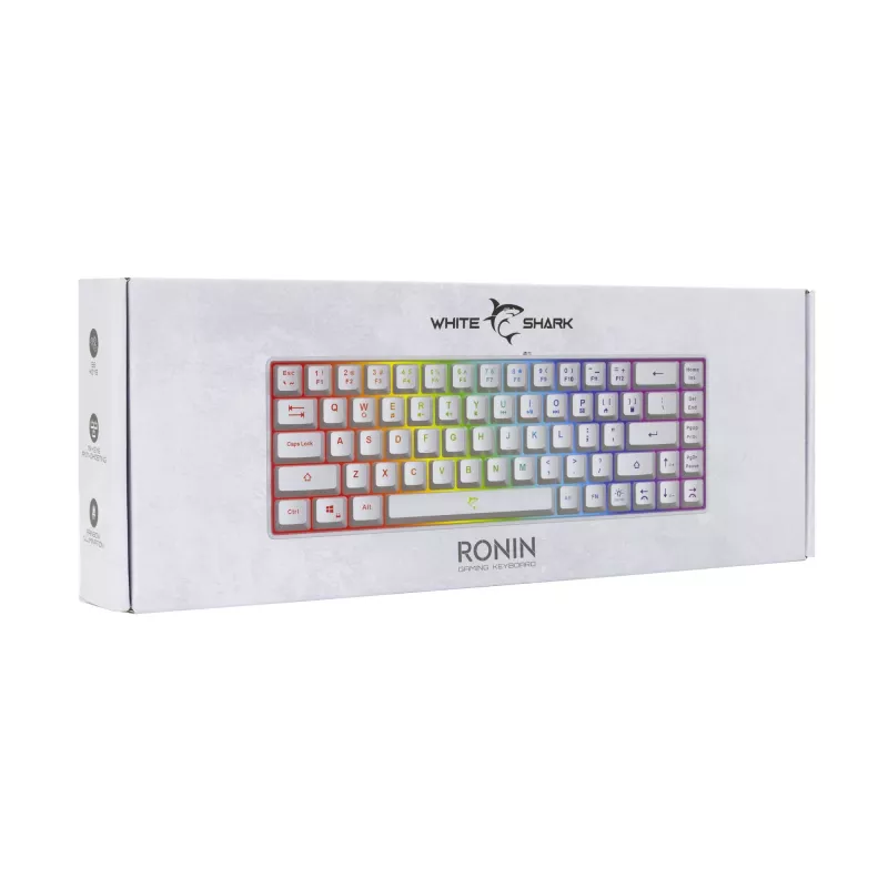 Klaviatūra White Shark RONIN White USB QWERTY 68 klavišų LED