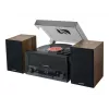 Namų audio midi sistema muse MT-120 MB — 20W RMS, 2 krypčių garsiakalbiai, AC 100–240V 50/60Hz, juoda/permatoma/mediena