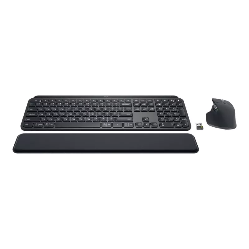 Logitech MX Keys Combo verslui 2 kartos klaviatūra + pelė, RF belaidis + Bluetooth, AZERTY prancūziškas išdėstymas, grafitas