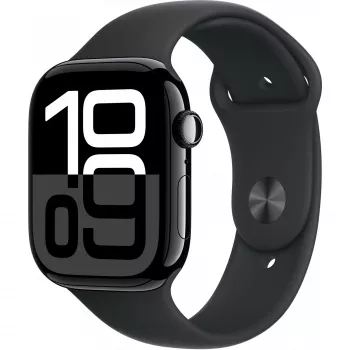 Apple Watch Series 10 aliuminio korpusas GPS + Cellular 46mm deimantinė juoda sportinė juosta juoda M/L