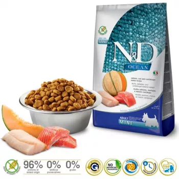 FARMINA N&D Ocean Dog Salmon, Cod, Cantaloupe, Melon Adult Mini - sausas šunų ėdalas - 2,5 kg
