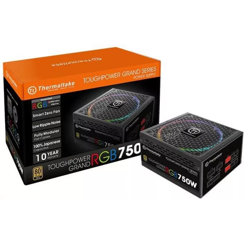 Thermaltake ToughPower Grand RGB 750W Gold – maitinimo blokas (vidinis) – ATX12V 2.4 / EPS12V 2.92 – 80 PLUS Gold – AC 100-240 V – 750 W – aktyvus PFC