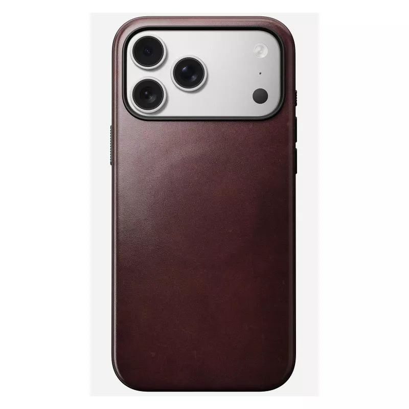 Odiniu dangteliu dėklas Nomad Modern, skirtas iPhone 17 Pro Max (6,9 colio) — Burgundijos spalvos, oda+TPU+PC