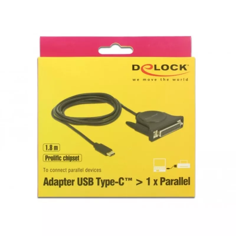 Lygiagretusis kabelis DeLOCK 62980 Juodas 1,8 m
