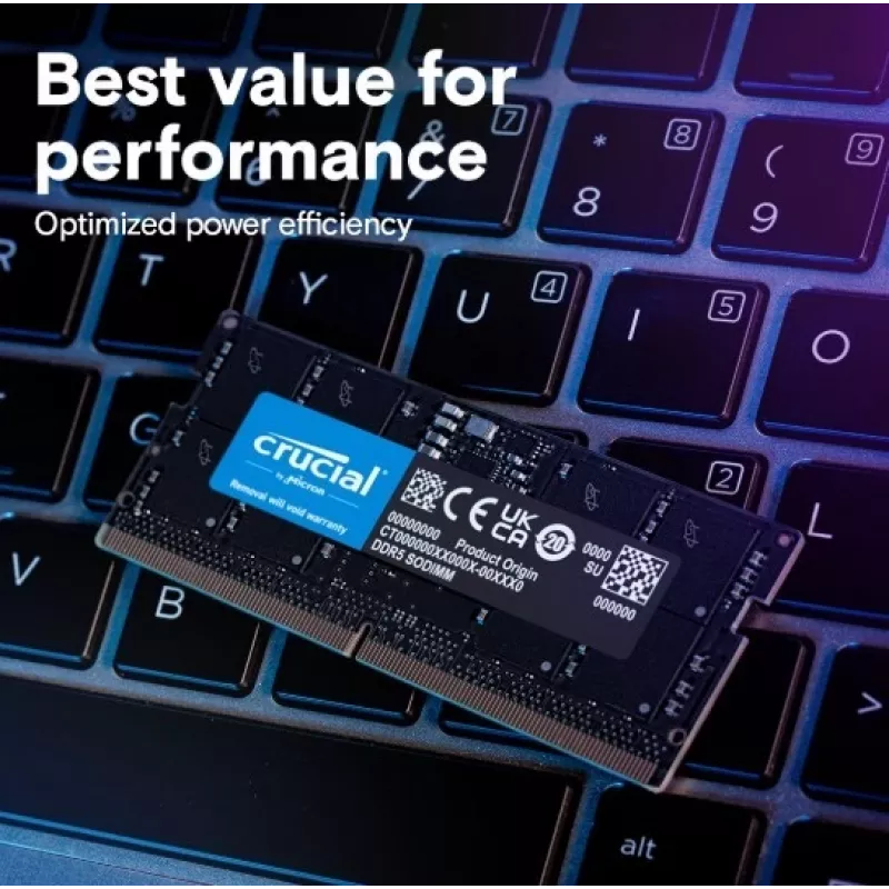 Crucial CT2K12G56C46S5 24 GB DDR5 SO-DIMM atminties modulis (2x12 GB, CL46, ECC)