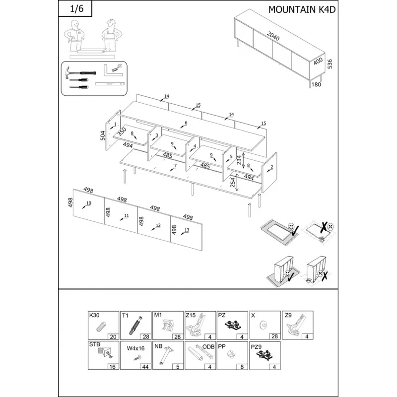 TV spintelė Cama 4D MOUNTAIN 2040×400×550 mm juoda + auksinė medžio drožlių plokštės viršus