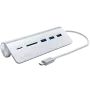 Satechi Type-C aliuminio USB centras ir kortelių skaitytuvas, sidabrinis, ST-TCHCRS