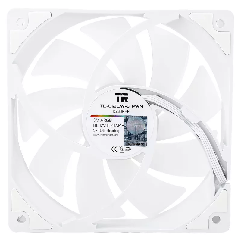 Thermalright TL-C12CW-S X3 120mm PWM ARGB korpuso ventiliatoriai - balti