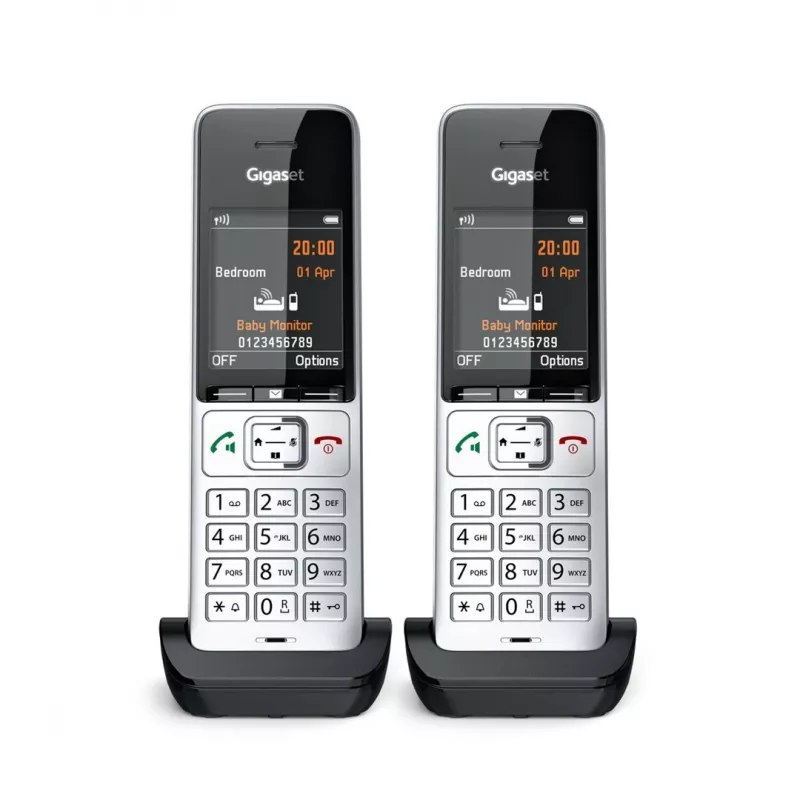 Gigaset COMFORT 500HX duo analoginis/DECT belaidis telefonas su skambučio numerio rodymu, juodas/sidabrinis