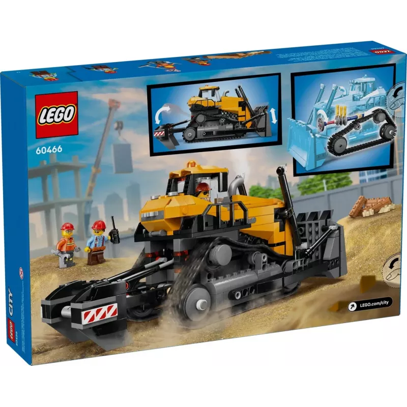 Konstrukcinis buldozeris LEGO 60466, City serija, 682 detalės, 3 minifigūrėlės, rekomenduojamas amžius 8+, dydis 120×240×130 mm