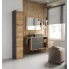 Laisvai pastatoma vonios spintelė S33 su ąžuolo rėmu, antracito/Artisan apdaila, 6 lentynomis
