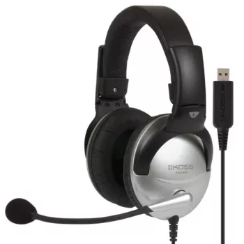 Koss SB45 USB ausinės laidinės, ant ausų, biurui/skambučių centrui, juodos/sidabrinės