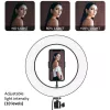 Maclean MCE610 10 12W LED žiedinė šviesa su trikoju ir Bluetooth nuotolinio valdymo pulteliu, 3 spalvų režimai, 10 ryškumo lygių, 160 LED, laikiklis išmaniajam telefonui