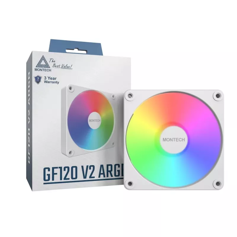 Montech GF120 V2 ARGB kompiuterio korpuso ventiliatorius 12 cm baltas 1 vnt.