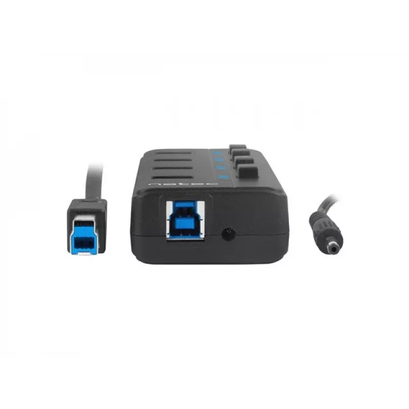 USB šakotuvas NATEC MANTIS USB 2.0 Type-B — 4x USB 3.2 Gen 1 Type-A, juodas, 0,8 m laidas, maitinimo adapteris, maitinimo jungiklis