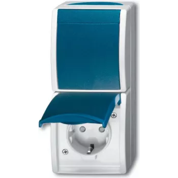 BUSCH JAEGER 2601/6/20 EBW-53 kištukinis lizdas - F tipas - 2P+E - mėlynas - baltas - IP44 - 250 V - 16 A